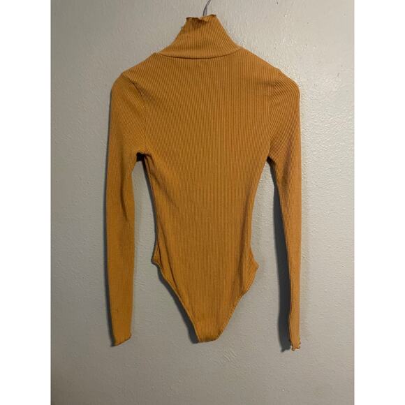 Intimately Free People Womens Bodysuit Small Brown Ribbed Mock Neck Long Sleeve - Picture 2 of 7